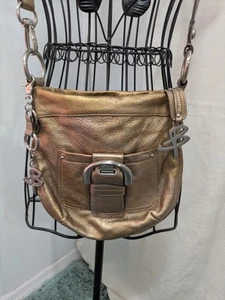 B. MAKOWSKY Purse Convertible Crossbody Bronze Pebbled Leather Shoulder Bag - Picture 1 of 6