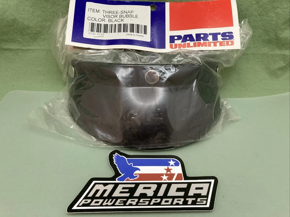 NEW GENUINE PARTS UNLIMITED 0132-0133 3-SNAP VISOR BUBBLE BLACK - Image 1 of 1