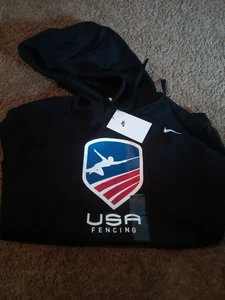 Neu Nike Herren Schwarz USA FENCING Hoodie SWEATSHIRT PULLOVER GR L - Bild 1 von 1