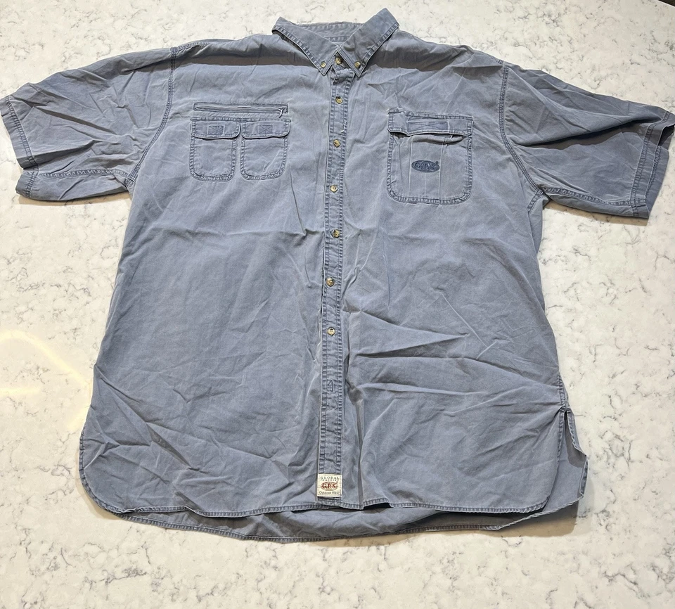 Vintage Men’s G.P.S. Blue Button Up Workwear Shirt Size 3XL - Image 1 of 4