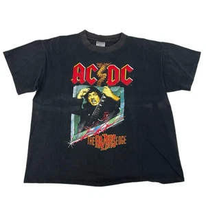 Vintage 1990 ACDC The Razors Edge Band T Shirt Double Sided Brockum Tag Size L - Picture 1 of 12