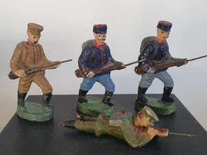 4 Elastolin Lineol Soldaten Ausländer Militär I. WK Masse 10 cm - Bild 1 von 5