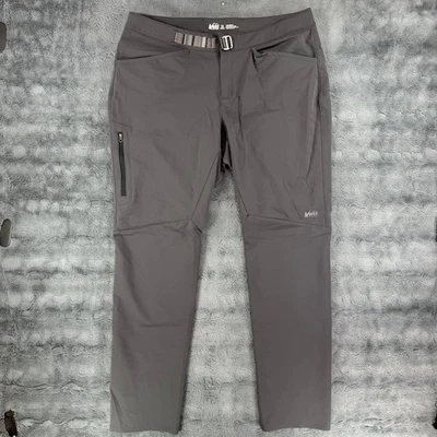 Pantalones de senderismo REI para mujer 16 grises elásticos tiro alto con cinturón bolsillos en la cintura Foto 1 de 4