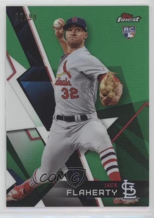 2018 Topps Finest Green Refractor /99 Jack Flaherty #14 Rookie RC - Image 1 of 2