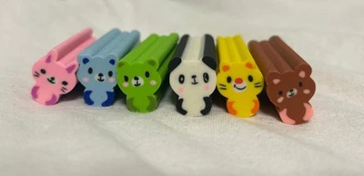 Rubber Eraser Animal Set Kids Novelty Cute 6pk Stationary Gift 5cm long - Image 1 of 4