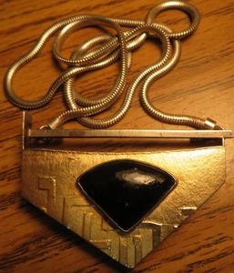 Collar Colgante Brutalista Modernista Judío Vintage Esterlina y 18K Firmado? - Imagen 1 de 24