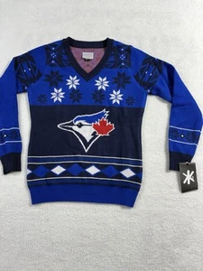 Medium Toronto Blue Jays Damen Big Logo V-Neck Sweater | Ugly Sweater LARGE - Bild 1 von 5