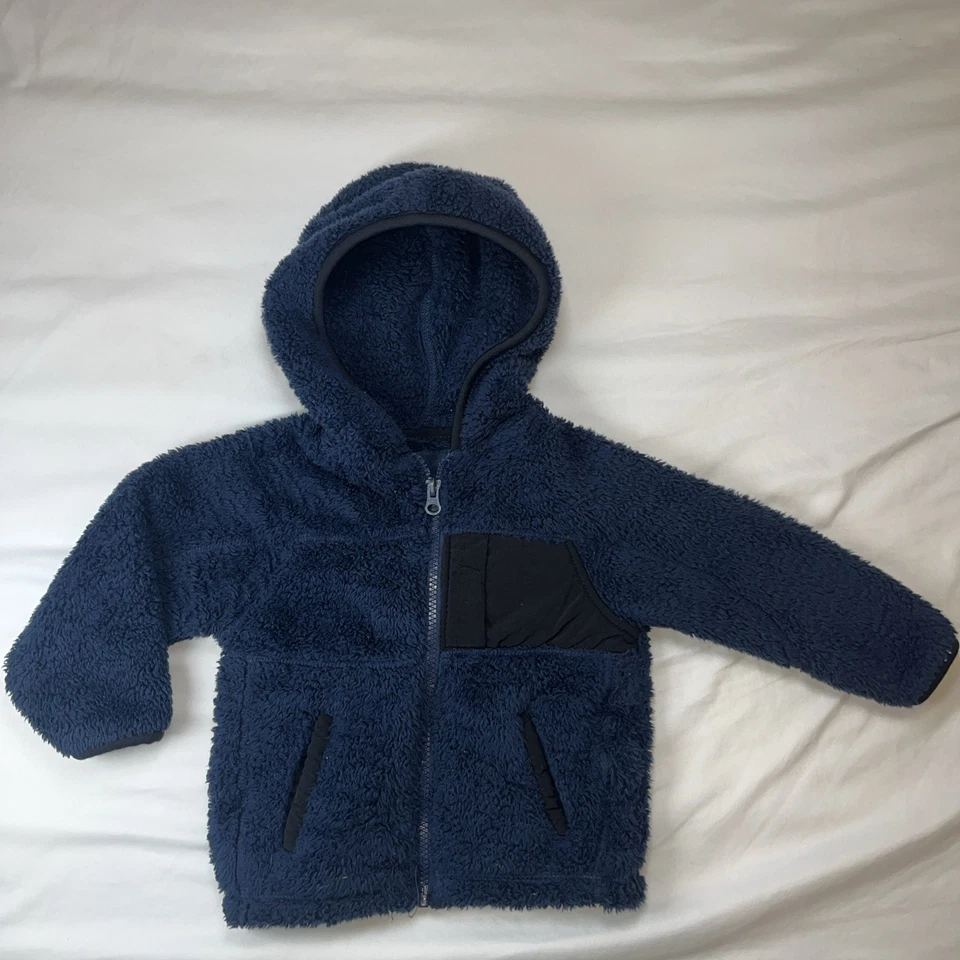 Chaqueta con Cremallera Faded Glory Sherpa Azul Marino Niños Talla 18 Meses Unisex Y2K Foto 1 de 4