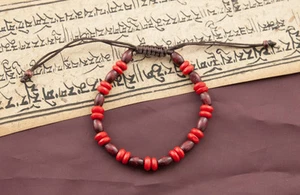 Armband Buddhistisches Mit Perlen Flach aus Holz Nepal Ø 7 MM #4132 CA13 - Picture 1 of 1