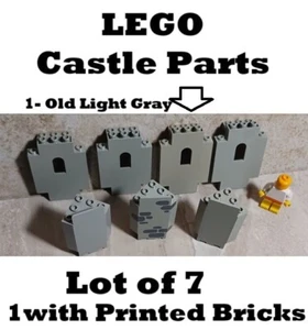 LEGO Castle Walls Parts Corners Printed Brick Light Blue Gray Rounded Windows - Picture 1 of 2