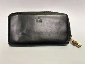 🤎GUCCI Bamboo Tassel black Leather Long Zip Around Wallet/Purse | PRELOVED🤎 - Picture 1 of 6