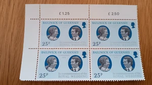 GB Guernsey 1973 Royal Wedding Corner Block 4 SG93 MNH Combine Postage - Picture 1 of 1