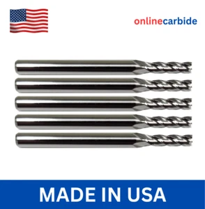 5 Pack 3/32" Solid Carbide End Mills 4 Flute Center Cutting CNC USA Made - Picture 1 of 3