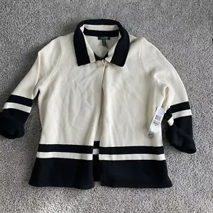 Lauren Ralph Lauren Lake Tahoe Cream and Black 100% Lambswool Sweater Sz 1X XL - Picture 1 of 12