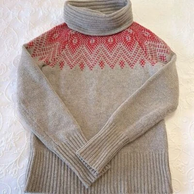 Suéter de lana para mujer Gap Fair Isle cuello capucha rojo y gris talla pequeña Foto 1 de 4