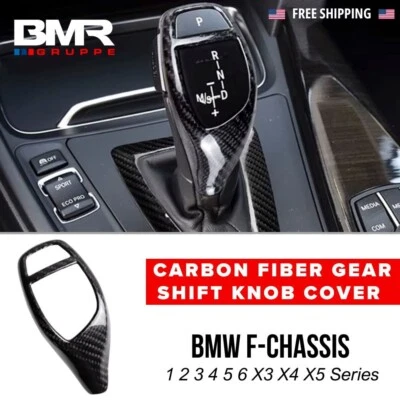 M-Sport Carbon Fiber Gear Knob Trim Cover for BMW F-Chassis 1 2 3 4 5 6 X Series - Image 1 of 4