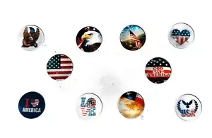 PATRIOTIC AMERICA Glass Magnet Set - 10pc Handmade Decorative Memo Board Refrig - Picture 1 of 2