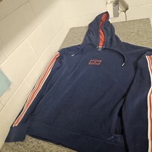 Tommy Hilfiger Hoodie Womens Extra Large Blue Sport Long Sleeve Logo Embroidered - Picture 1 of 10