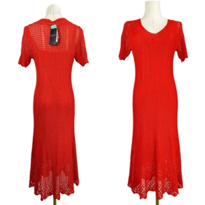 Vestido Lauren Ralph Lauren Weryna Crochet Punto Naranja Mangas Cortas, Talla - Imagen 1 de 15