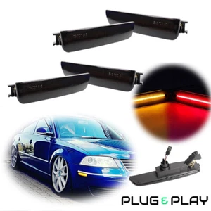 4PC Smoked Front & Rear Full LED Side Marker Lights For VW Passat B5.5 2001-2005 - Picture 1 of 12