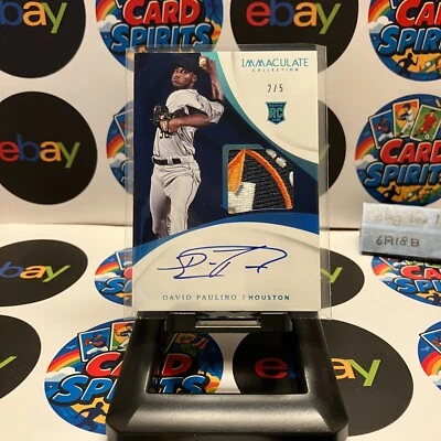 2017 Panini Immaculate Collection David Paulino 2/5 Rookie Patch Autograph Card - Image 1 of 2