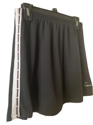 Head Womens Tennis Skirt Black w/ White pink stripes Size L made in USA - Image 1 of 4