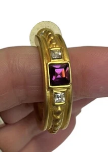 Vintage Givenchy seltene riesige Gripoix Creolen *einzeln* Ohrring goldfarben durchbohrt Couture - Bild 1 von 7