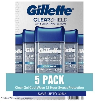 Gillette Cool Wave Clear Gel Men's Antiperspirant and Deodorant, 3.8 oz., 5 pk. - Image 1 of 4