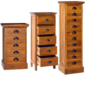 Side Cabinet Sideboard Storage Cupboard Wooden Drawer Organiser Solid Teak Wood - Picture 1 of 9