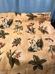 Big Kahuna Fabric Hawaiian Flowers Bird Of Paradise Yellow Barkcloth 122 x 112” - Picture 1 of 6