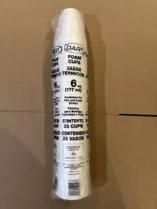 Dart Drinking Cup, 6 oz. White Styrofoam Disposable Party Cups, 25/Sleeve - Picture 1 of 1