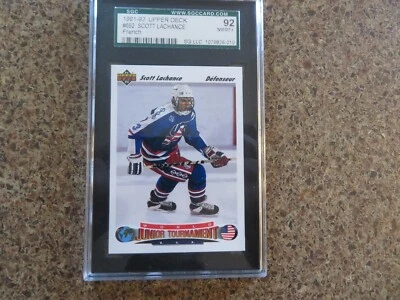 1991-92 Upper Deck Islanders  Card #692 Scott Lachance Rookie SGC 92 NM-MT+ WOW - Image 1 of 3
