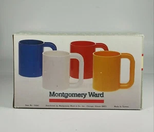 Vintage Montgomery Ward 4er Set 12 Unzen Becher in offener Box Kaffee heiße kalte Getränke - Bild 1 von 4