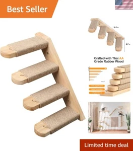 Wall-Mounted Cat Climbing Shelf - 4-Step Stairway with Jute Scratching Perch - Picture 1 of 10
