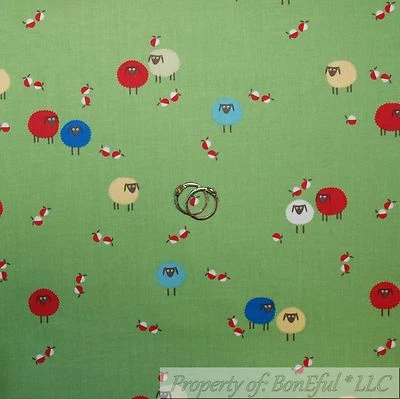 Edredón de algodón BonEful FABRIC FQ Kelly verde hierba escénica vacaciones granja ovejas blanco Foto 1 de 4