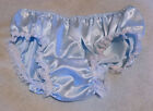 Baby Blue Sissy Frilly Bikini Shiny Satin Brief Panties 30-40"