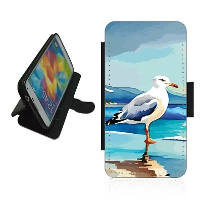 Seagull Phone Case Wallet flip cover For iPhone Samsung bird Sea1 - Image 1 of 4