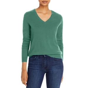 C V-Neck Cashmere Sweater LT Olive Size XL New - Picture 1 of 2