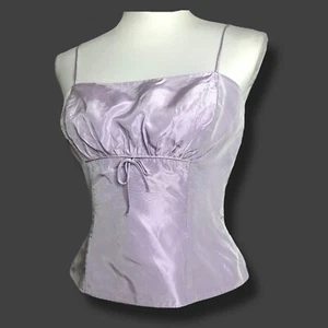 Vintage Bill Levkoff Top S Lilac Strappy Satin Fairycore Coquette Cami Tank - Picture 1 of 11