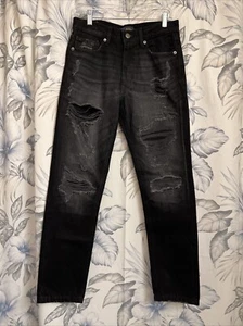 REGAL EXCHANGE Mens Super Stretch Distressed Black Denim Jeans Size 31"x30" NWT - Picture 1 of 5