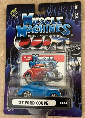 2003 Funline 1:64 Scale Muscle Machines Blue 1937 Ford Coupe [03-64] - Image 1 of 4