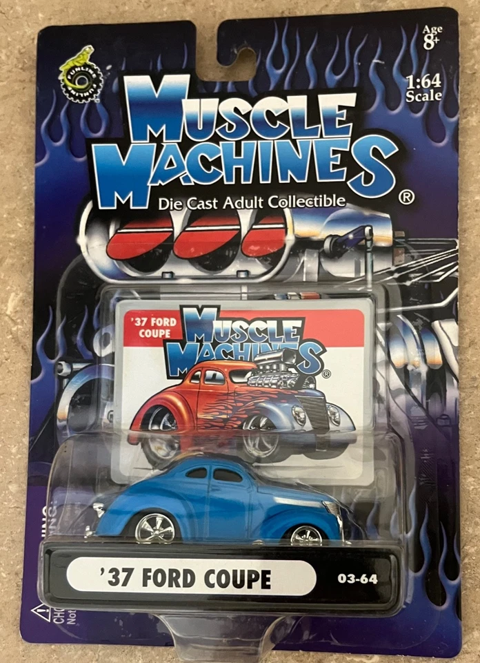 2003 Funline 1:64 Scale Muscle Machines Blue 1937 Ford Coupe [03-64] - Image 1 of 4