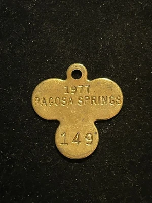 1977 年 Pagosa Springs 科罗拉多州税币狗牌许可证 #149 — 第 1/2 张图片