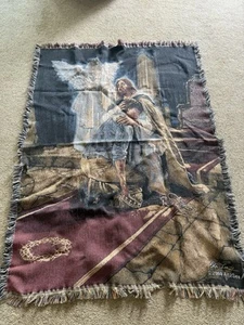 Vintage religiöse Jesus Engel betend Wandteppich Decke 64 "x 46" - Bild 1 von 10