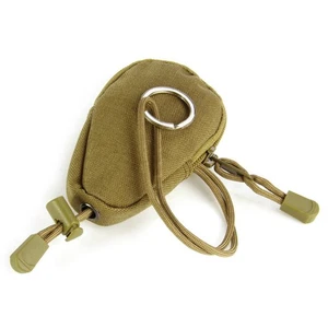 Mud Colored Coin Wallet Travel Nylon Change Purse Key Pouch with Built-in Ring - Picture 1 of 6