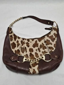 Michael Kors Brown Cheetah Handbag Leather And Cheetah Print Gold Hardware Purse - Picture 1 of 16