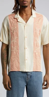 Native Youth Men Regular fit Short Sleeve Button-Up Shirt XL Beige - Image 1 of 2