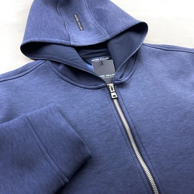 Peter Millar Crown Crafted Half Zip Pullover Hoodie Sweater Navy Medium $245 - Image 1 of 4