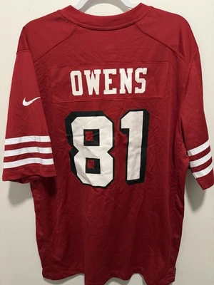Camiseta de fútbol americano Terrell Owens Nike grande roja de los San Francisco 49ers NFL nueva Foto 1 de 2