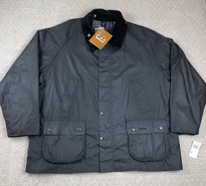 NWT Barbour Jacket Mens Size 48 Bedale Black Waxed Full Zip Coat Tartan Corduroy - Picture 1 of 14